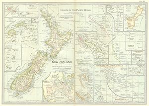 Islands of the Pacific Ocean, with New Zealand; Inset map of Auckland and Vicinity, Cook Islands ...