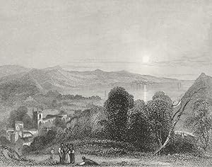 Imagen del vendedor de Bangor Cathedral. Beaumaris in the distance a la venta por Antiqua Print Gallery