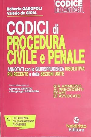 Bild des Verkufers fr Codici di procedura civile e penale zum Verkauf von Librodifaccia