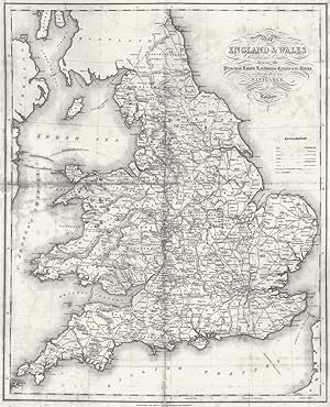 Map of England & Wales divided into counties shewing the principal roads, railmaps, canals & the ...