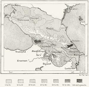 Fig. 77 Density of the population of the Caucasus in 1873 per square mile