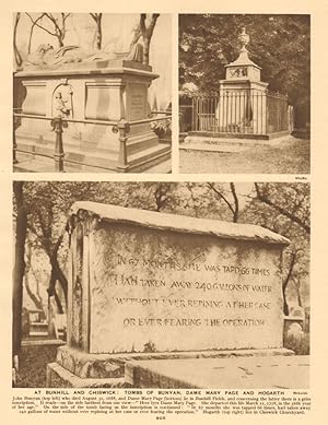 At Bunhill and Chiswick: tombs of Bunyan, Dame Mary Page and Hogarth