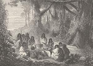 Halt of Indians at the threshold of the forest