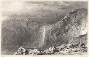 Bild des Verkufers fr Waterfall and Stone Quarry, near Boscastle zum Verkauf von Antiqua Print Gallery