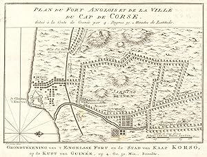 Plan du Fort Anglois et de la ville du Cap de Corse, situé à la Coste de Guinée par 4. degrés 50....