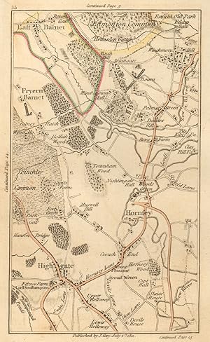 [Map section 15] This antique map section contains all or part of the following modern suburbs/to...