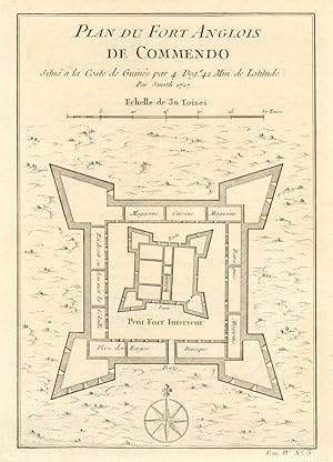 Plan du Fort Anglois de Commendo, situé à la Côte de Guinée, par 4. deg. 42, min de Latitude, par...