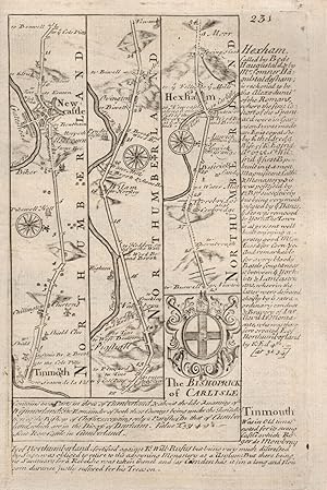 Seller image for [Tynemouth-Newcastle upon Tyne-Ovington-Hexham] - The Road from Tinmouth com. Northumb to Carlisle in Cumberland for sale by Antiqua Print Gallery