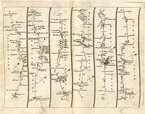 Bild des Verkufers fr [Plate #2: The road via Islip - Enstone - Chipping Norton - Little Compton - Moreton-in-Marsh - Broadway - Pershore - Worcester - Bromyard - Bredenbury] - [The Road from London to Aberistwith on the Sea Coast in Cardiganshire, wherein are included the roads both to Oxford and Worcester actually surveyed] zum Verkauf von Antiqua Print Gallery