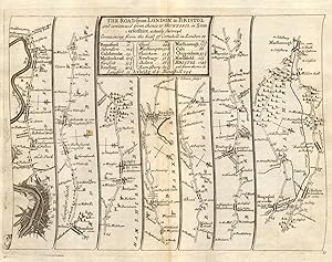 Seller image for [Plate #10: The road via London - Hammersmith - Turnham Green - Brentford - Hounslow - Colnbrook - Maidenhead - Twyford - Reading - Theale - Woolhampton - Thatcham - Newbury - Hungerford - Ramsbury - Marlborough] - The Road from London to Bristol and continued from thence to Huntspil in Somersetshire actually surveyd for sale by Antiqua Print Gallery