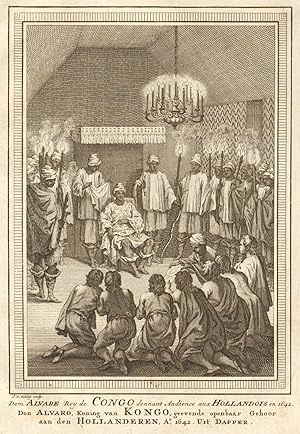 Dom Alvare, Roy de Congo donnant Audience aux Hollandois, en 1642 [Don Alvaro, King of Kongo, giv...