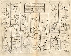 Image du vendeur pour [Plate #50: The road via Meriden - Sheldon - Birmingham - Smethwick - Oldbury - Dudley - Heathton - Bridgnorth - Much Wenlock - Cressage - Betton - Shrewsbury - Rowton Castle - Abberbury - Westbury - Welshpool] - The Road from London to Shrewsbury continued to Welshpool in North Wales commencing at Meriden in the Road to Holy Head mis en vente par Antiqua Print Gallery