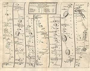 Image du vendeur pour [Plate #53: The road via Basingstoke - Long Sutton - Stockbridge - Broughton - West Tytherley - Downton - Cranborne - Wimborne St Giles - Tarrant Monkton - Blandford - Dorchester - Weymouth] - The Road from London to Weymouth in Dorsetshire containing from London to Basingstoke in the road to the Lands-End mis en vente par Antiqua Print Gallery