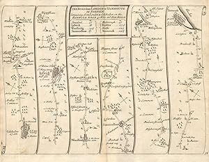 Seller image for [Plate #54: The road via Colchester - Ardleigh - Brantham - Ipswich - Woodbridge - Wickham Market - Great Glemham - Saxmundham - Yoxford - Blythburgh - Brampton - Beccles - St Olaves - Great Yarmouth] - The Road from London to Yarmouth in Norfolk containing from London to Colchester in the Harwich Road for sale by Antiqua Print Gallery