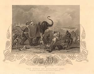 The siege of Mooltan, 1849. The Houdah of Moolraj's elephant struck by a cannon-ball