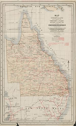 Map of Queensland to accompany the Commissioner for Railways Report for 1907-08 shewing the sever...