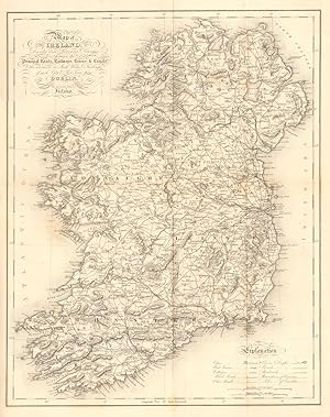 Map of Ireland, divided into provinces and counties, shewing the principal roads, railways, river...