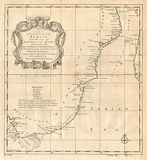 A chart of the Eastern coast of Africa, from the Cape of Good Hope to Cape del Gada