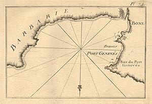 Bild des Verkufers fr Bone - Port Genevs (Barbarie) [Plan of the Port and Gulf of Annaba] zum Verkauf von Antiqua Print Gallery