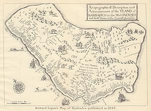 Richard Ligon's map of Barbados published in 1657