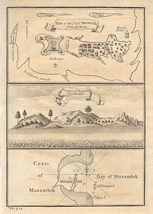 Seller image for Plan of the Fort of Mozambik from de Faria // prospect of Mozambik from Herbert // Bay of Mozambik for sale by Antiqua Print Gallery