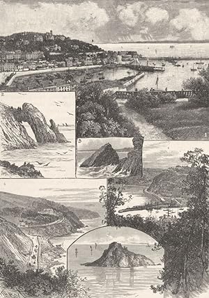 Seller image for Torquay : 1 The Town, from Waldon Hill; 2 The Natural Arch; 3. Saddle Rock; 4. The Town, from Vane Hill; 5. Meadfoot; 6. Thatcher Rock for sale by Antiqua Print Gallery