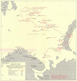 Map 14. Convoy PQ.17 approximate movements of ships 4th - 28th July 1942