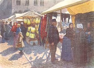 Seller image for A corner of the market on the Grand' place, Bruges for sale by Antiqua Print Gallery