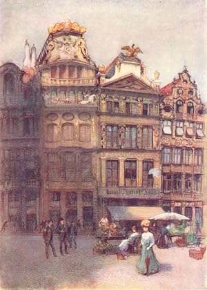 Imagen del vendedor de Old houses in the Grande place, Brussels a la venta por Antiqua Print Gallery