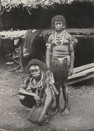 Imagen del vendedor de A Young married couple from Siar - This illustration shows very well the natives love of ornament and elaborate hairdressing. The woman has plastered her hair with mud and then twisted it into curls a la venta por Antiqua Print Gallery