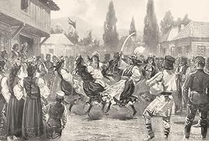 The Sword dance in Servia - The Servian national dance is called the Kollo, which means a circle,...