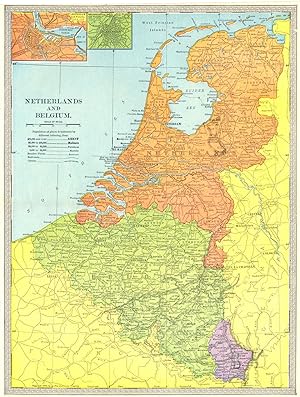 Netherlands and Belgium; Inset Map of Amsterdam and Vicinity; Brussels and Vicinity