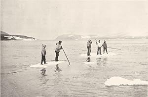 Punting on floes - The Eskimos take advantage of the small pans of ice, or floes, which are afloa...