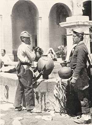 Seller image for Holy water carriers - Holy water carriers of Agua Prieta fill their vessels at the fountain blessed by the Church prior to the celebrations of Easter Day. A ban has recently been placed by the Government on Church processions, without, however, affecting the religious fervour of the Mexicans for sale by Antiqua Print Gallery