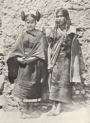 Hopi girl and her mother - The Hopi girl has her hair in side whorls, which are supposed to resem...