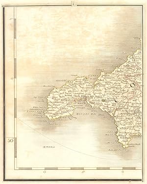 [no title] - Map section 1 from Cary's New Map of England & Wales (1794), covering west Cornwall ...