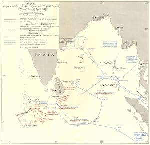Map 4. Japanese attacks on Ceylon and Bay of Bengal 31st March - 9th April 1942