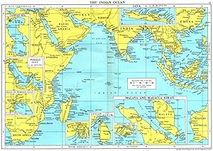 Indian Ocean: Inset maps of Caspian Sea; Persian Gulf; Head of Persian Gulf; Ceylon; River Hooghl...