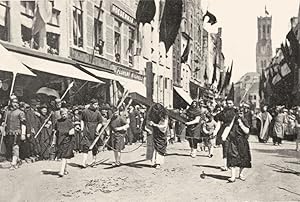 Seller image for The procession of the holy Blood, Bruges - The annual procession dates from the Middle Ages, and the scene when the reliquary is escorted through the streets by the ecclesiastical, civil and military authorities is extremely imposing for sale by Antiqua Print Gallery