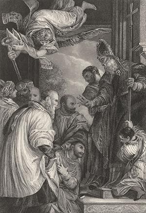 Immagine del venditore per THE CONSECRATION OF ST. NICHOLAS - from the original picture by Paul Veronese in the National Gallery venduto da Antiqua Print Gallery