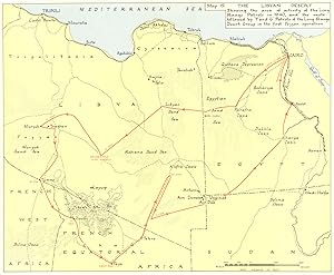 The Libyan desert showing the area of activity of the long range patrols in 1940, and the route f...