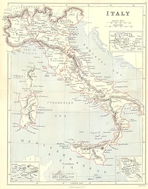 Italy; Inset maps of Lombardy Venetia, Bay of Naples, Rome
