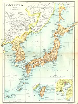 Seller image for Japan & Korea; Inset maps of Taiwan; Tokio for sale by Antiqua Print Gallery