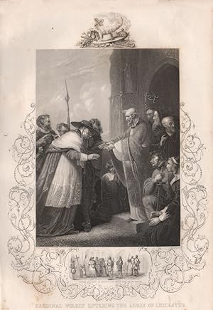 Bild des Verkufers fr Cardinal Wolsey entering the Abbey of Leicester (Inset: Wolsey refusing to deliver the great seal to the Nobles) zum Verkauf von Antiqua Print Gallery