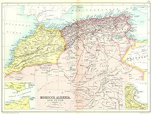 Morocco, Algeria and Tunis; Inset maps of Gibraltar; Algiers