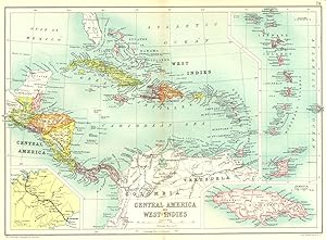 Central America and West Indies; Inset maps of Panama; Trinidad; Jamaica