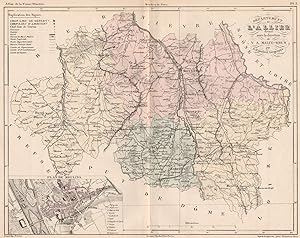 Département de L'Allier; Inset map of Plan de Moulins