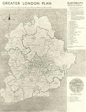 Bild des Verkufers fr Greater London Plan; Electricity. Areas of supply zum Verkauf von Antiqua Print Gallery