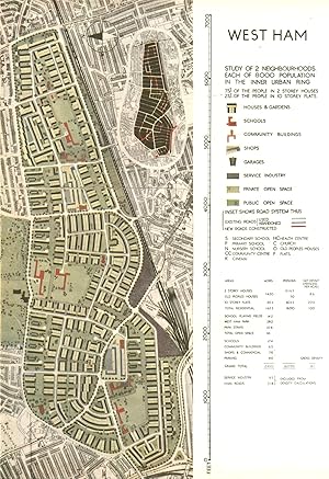 Imagen del vendedor de West Ham study of 2 neighbourhoods each of 8000 population in the inner Urban ring a la venta por Antiqua Print Gallery