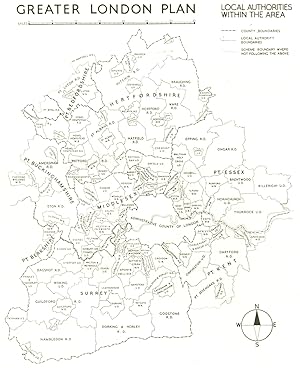 Bild des Verkufers fr Greater London Plan; Local authorities within the area zum Verkauf von Antiqua Print Gallery